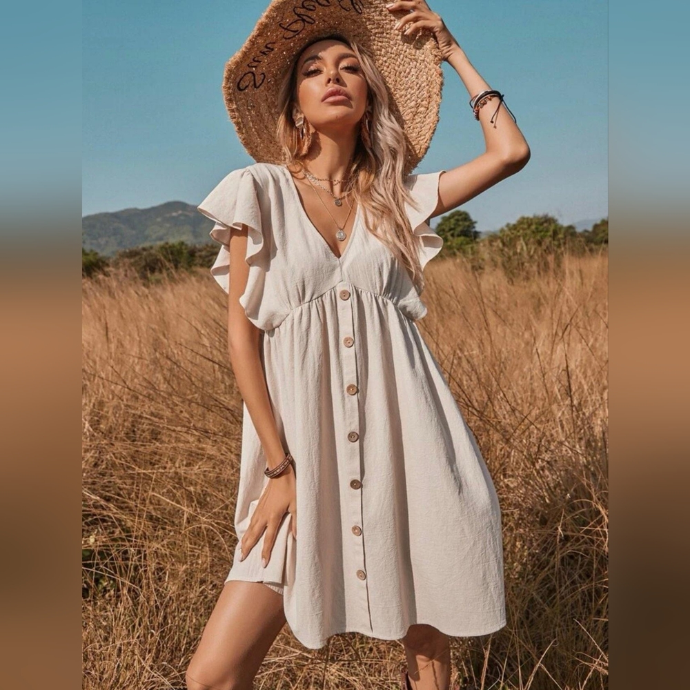 Ruffle sleeve dress